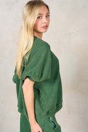 LIFE IN COMFORT GREEN PUFF SLEEVE TOP