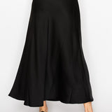 BALCONY BRUNCH LONG SATIN SKIRT - BLACK OR BROWN