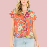 PUMPKIN SPICE FLORAL DETAIL BLOUSE