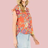 PUMPKIN SPICE FLORAL DETAIL BLOUSE