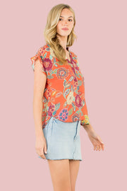 PUMPKIN SPICE FLORAL DETAIL BLOUSE