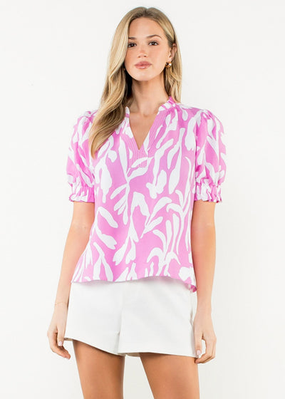 COTTON CANDY PINK PUFF SLEEVE TOP