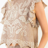 ONLINE EXCLUSIVE:  TRIP TO VENICE EMBROIDERY DETAIL TOP