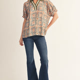 WELL READ OLIVE GREEN BOHO TOP