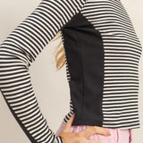 ROAD TRIP READY BLACK STRIPED TOP