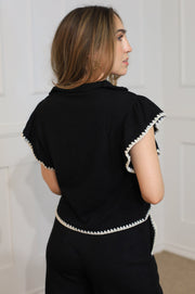 ROAD TO HAPPINESS BLACK RUFFLE TOP