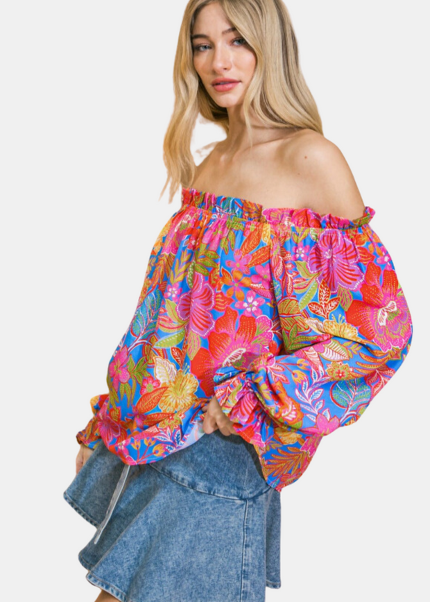 JUST WHAT I NEEDED OFF THE SHOULDER FLORAL TOP