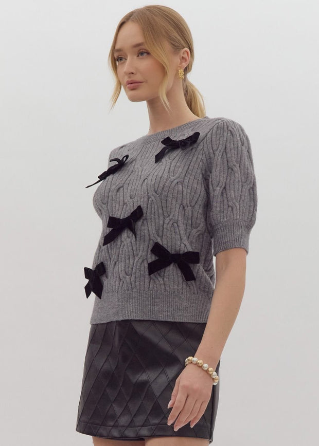 PERFECT GIFT BOW DETAILED SWEATER TOP