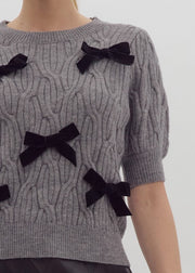 PERFECT GIFT BOW DETAILED SWEATER TOP