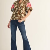 WELL PLAYED EMBROIDERED FLORAL TOP
