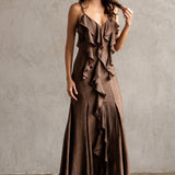 ONLINE EXCLUSIVE:  CHAMPAGNE TOAST RUFFLE MAXI DRESS