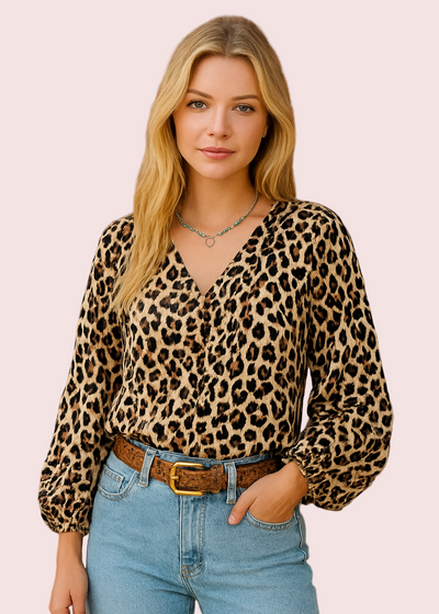 RUNNING WILD CHEETAH PRINT BLOUSE