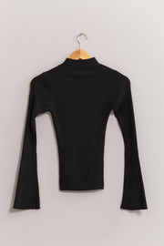 NOT SO BASIC RIBBED LONG SLEEVE TOP - BLACK OR IVORY