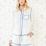 ONLINE EXCLUSIVE:  RESORT LUXE STRIPED ACCENT SHIRT