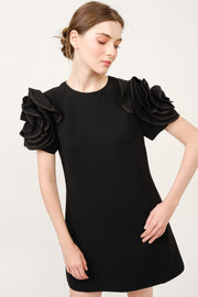 MIDNIGHT DREAMS 3D BLACK FLOWER DRESS