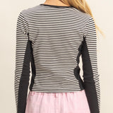 ROAD TRIP READY BLACK STRIPED TOP