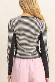 ROAD TRIP READY BLACK STRIPED TOP