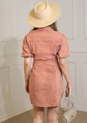 OWN THE TREND CINNAMON BUTTON FRONT DRESS