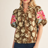 WELL PLAYED EMBROIDERED FLORAL TOP