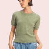 SOFTLY SPOKEN SHORT SLEEVE SWEATER - BLACK OR GREEN
