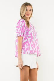 COTTON CANDY PINK PUFF SLEEVE TOP