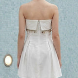 OCEAN BREEZE WHITE STRAPLESS DRESS
