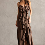 ONLINE EXCLUSIVE:  CHAMPAGNE TOAST RUFFLE MAXI DRESS