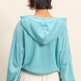 LET'S GET COZY DRAWSTRING CROP HOODIE - CHESTNUT OR SKY BLUE