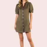 SWEET EMBRACE OLIVE FAUX SUEDE DRESS