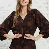 BROWNSTONE BLISS TEXTURED FLORAL BLOUSE