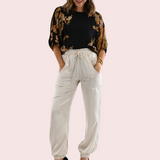 HUSTLING HARD CHAMPAGNE SATIN JOGGERS