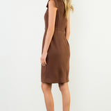 MAKING TODAY MINE SLEEVELESS FAUX SUEDE DRESS