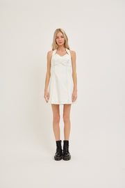 THE SWEETEST THING WHITE STITCH DETAIL DRESS