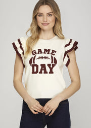 GO TEAM WHITE & MAROON GAME DAY SWEATER
