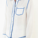 ONLINE EXCLUSIVE:  RESORT LUXE STRIPED ACCENT SHIRT