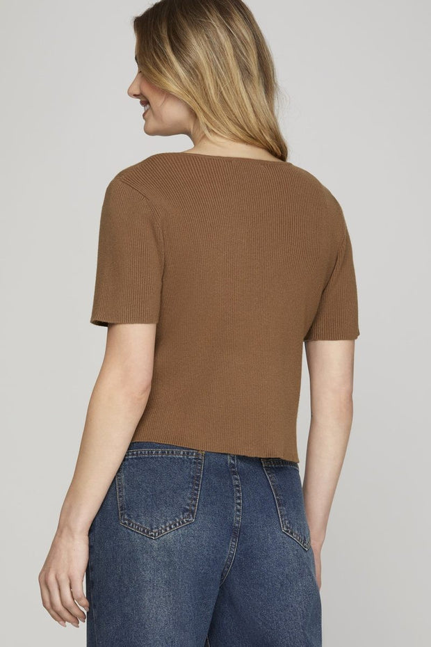 IT'S IN THE DETAILS TIE FRONT SWEATER