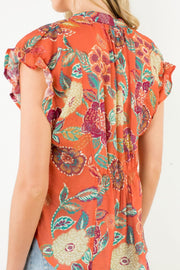 PUMPKIN SPICE FLORAL DETAIL BLOUSE