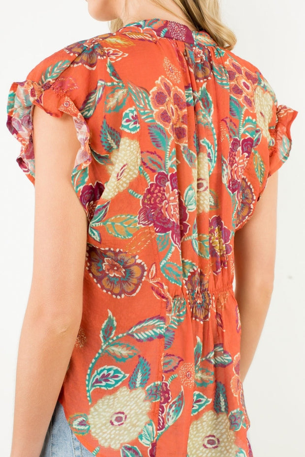 PUMPKIN SPICE FLORAL DETAIL BLOUSE