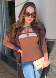 BROWN MELANGE SWEATER VEST