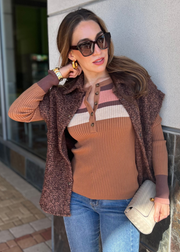 BROWN MELANGE SWEATER VEST