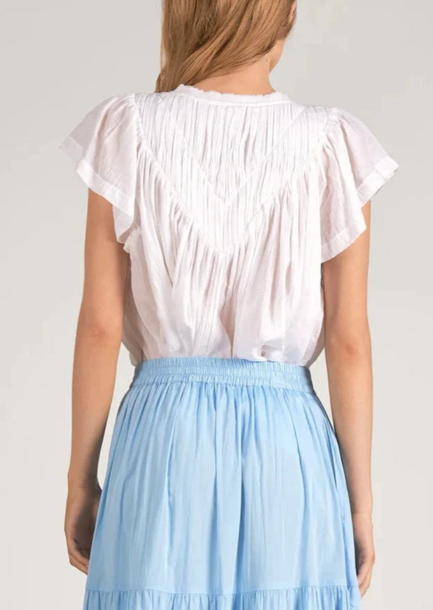 SWEET ONE WHITE GAUZE FRILL TOP