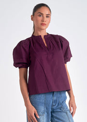 MAGENTA MAZING PUFF SLEEVE TOP