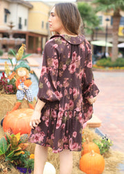 DOUBLE ESPRESSO DARLING FLORAL BABYDOLL DRESS