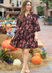 DOUBLE ESPRESSO DARLING FLORAL BABYDOLL DRESS