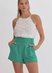 NOT SO BASIC PLEATED DRESS SHORTS - GREEN OR BLACK