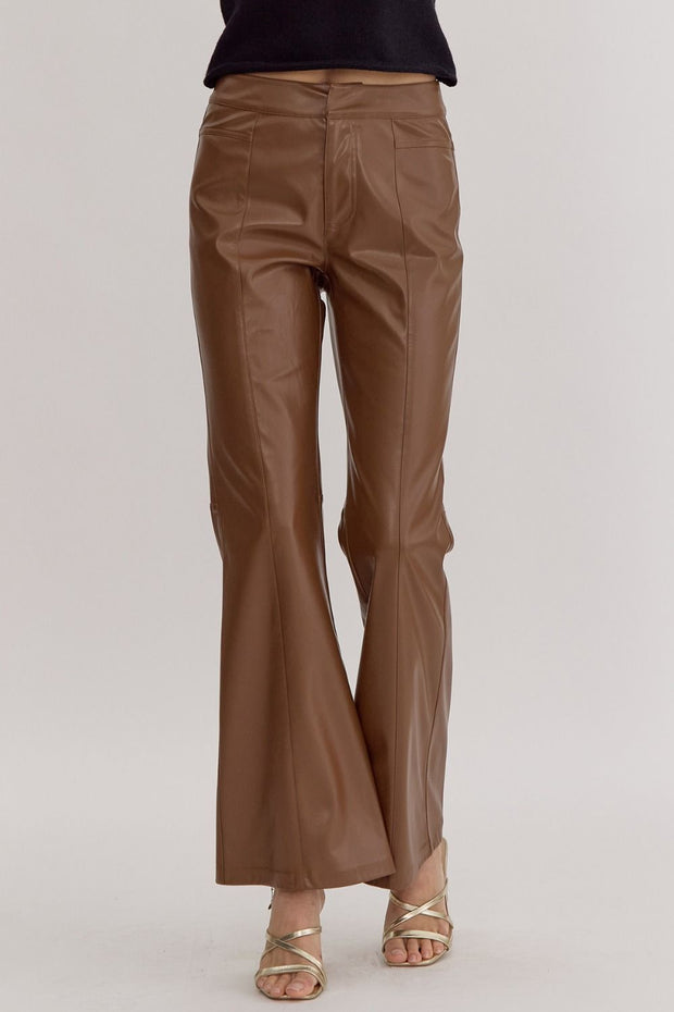 OUT LAST NIGHT FAUX LEATHER PANTS - BLACK, BROWN OR BONE