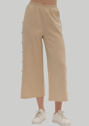 STYLE & GRACE PEARL EMBELLISHED CAPRI PANTS