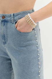 PARTY ON THE SIDE PEARL DETAIL JEANS