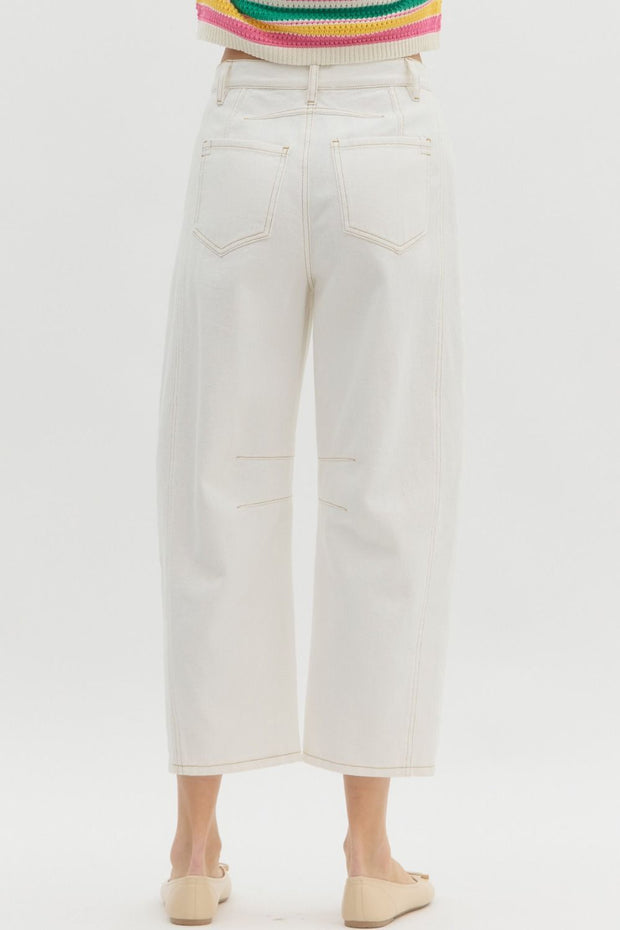 SIMPLY THE BEST WHITE BARREL JEANS