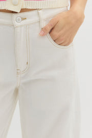 SIMPLY THE BEST WHITE BARREL JEANS